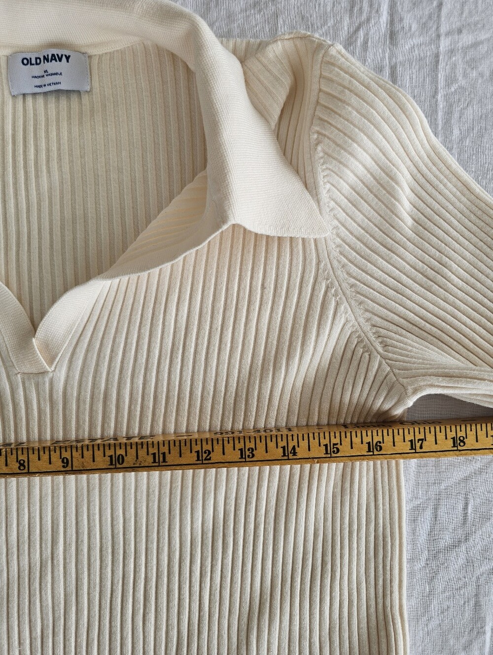 Old Navy Cream Ribbed Long Sleeve Polo Sweater Size XL - Picture 3 of 5